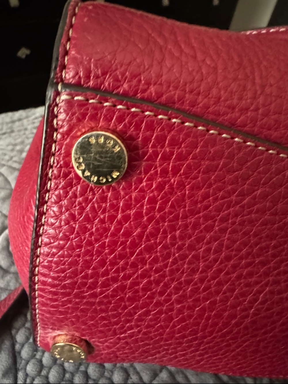 Michael Kors Selby Red Pebbled Leather Satchel with Gold Hardware - Picture 5 of 14